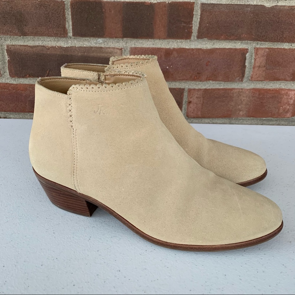 Jack Rogers beige low heel ankle booties leather